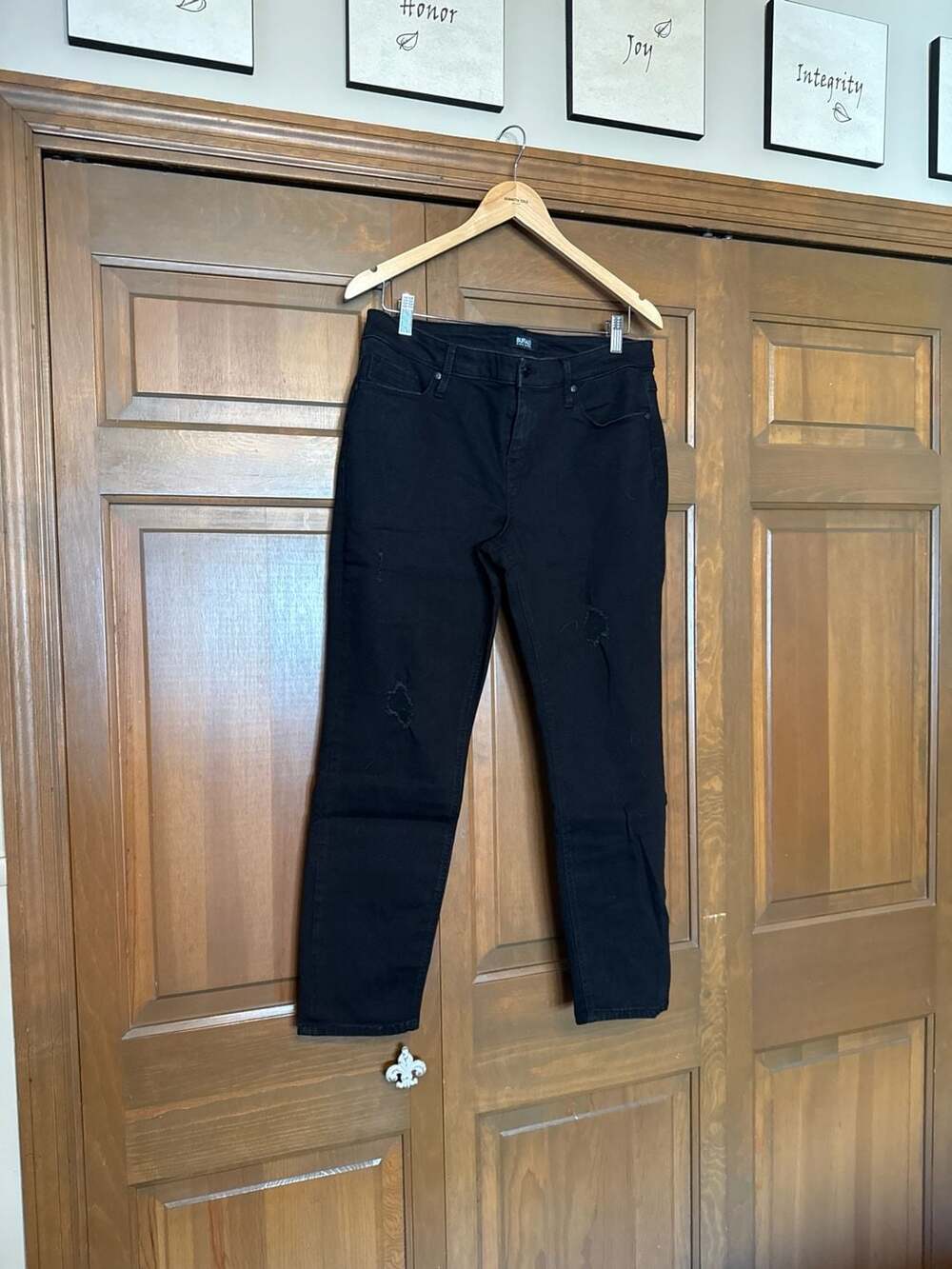 Buffalo David Bitton Jess Mid-Rise Skinny Rip & Repair Black Jeans